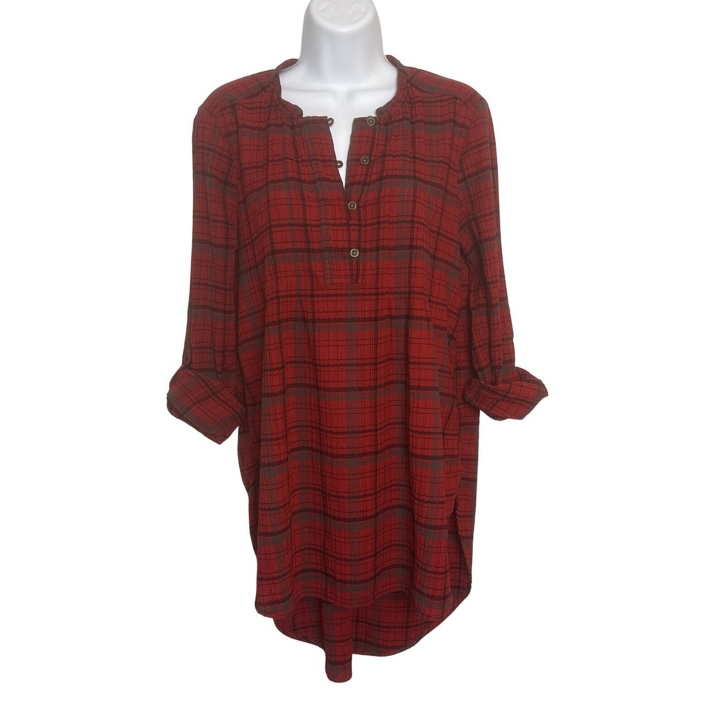 Anthropologie Holding Horses Halfpenny Small Tunic Top Holiday Tartan Plaid